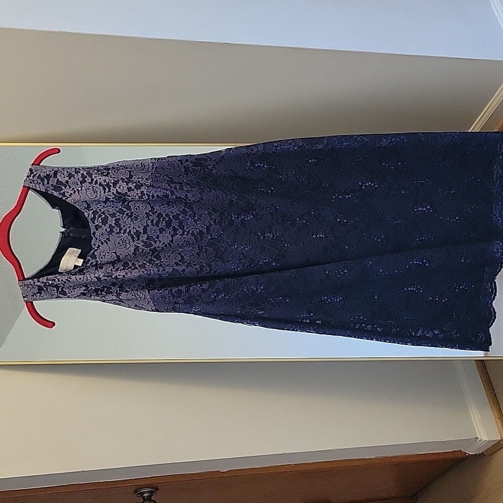 Oleg Cassini 20w Blue Ombre Lace & Sequin Cocktail Dress